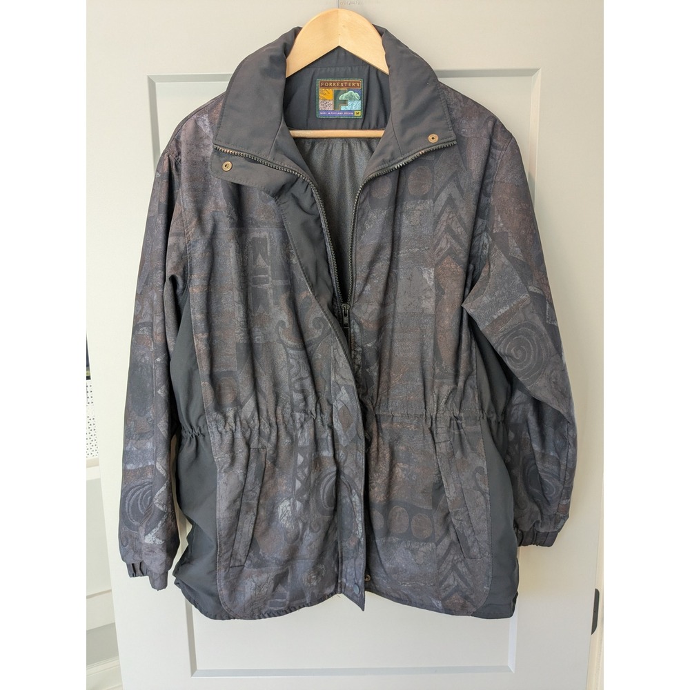 VTG Forresters All Weather Gore Tex Jacket Women's Grey Abstract M‎ Made in USA